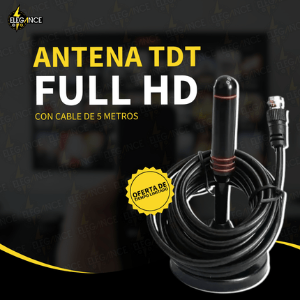Antena TDT Full HD con Cable de 5 Metros - Elegance Colombia