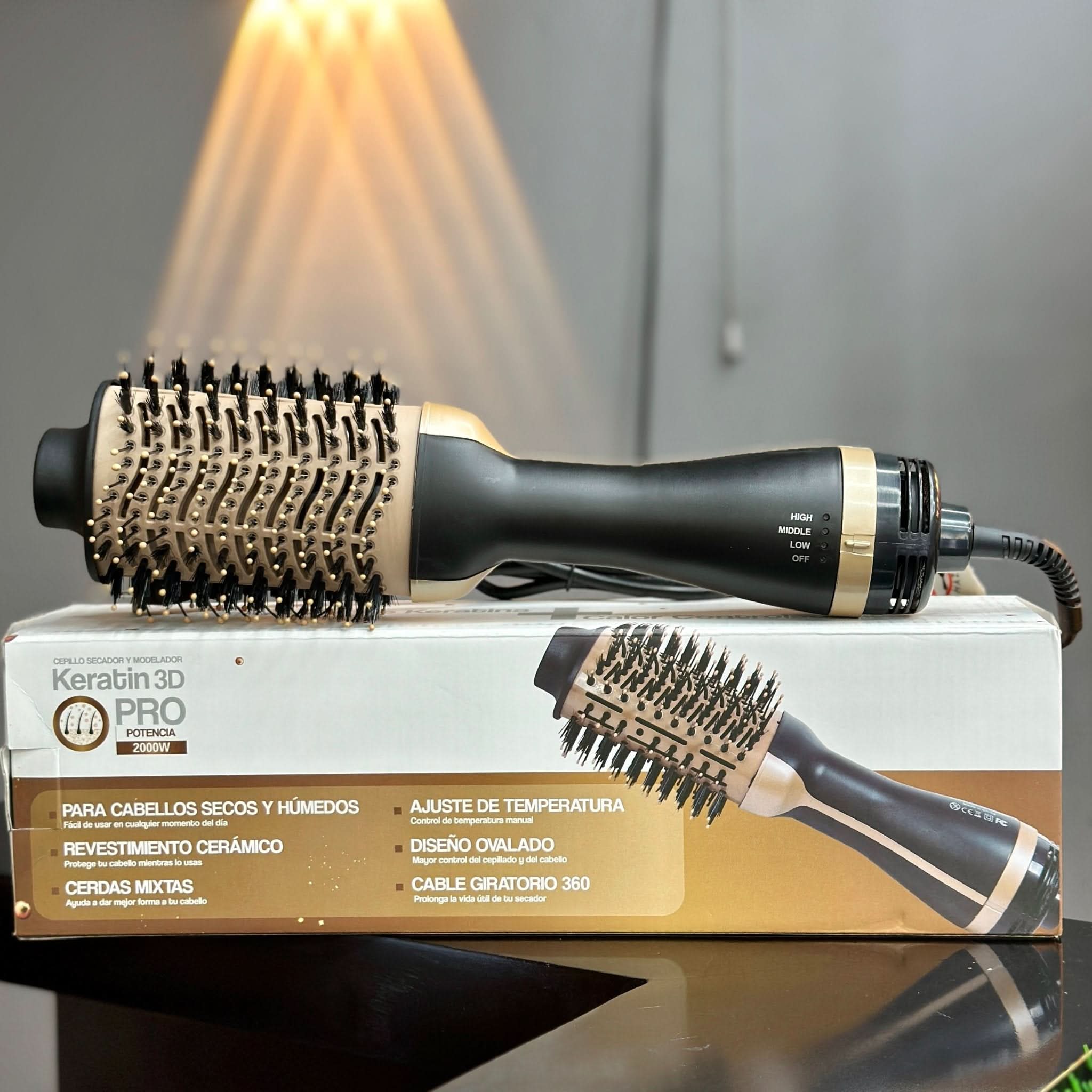 Cepillo secador y alisador keratina 3D PRO - Elegance Colombia