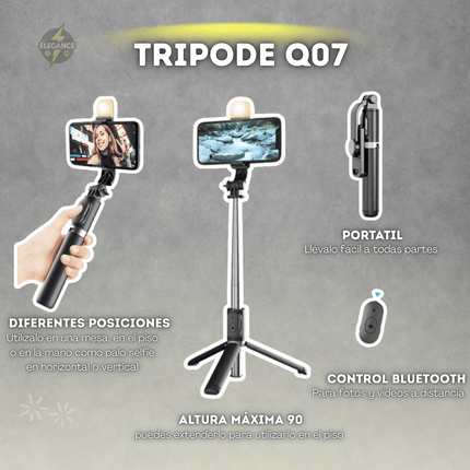 Combo para creadores de contenido, trípode Q07 + micrófonos Vp056 + Luz rgb - Elegance Colombia