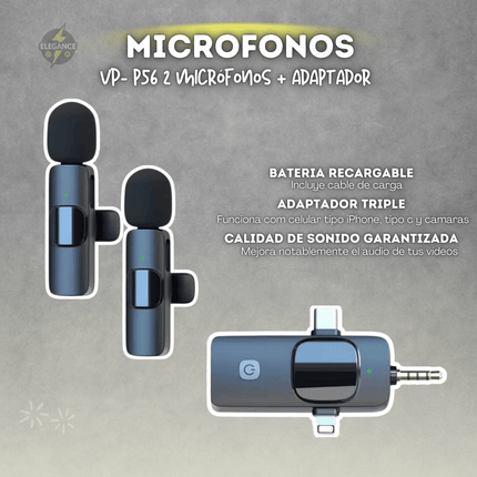 Combo para creadores de contenido, trípode Q07 + micrófonos Vp056 + Luz rgb - Elegance Colombia