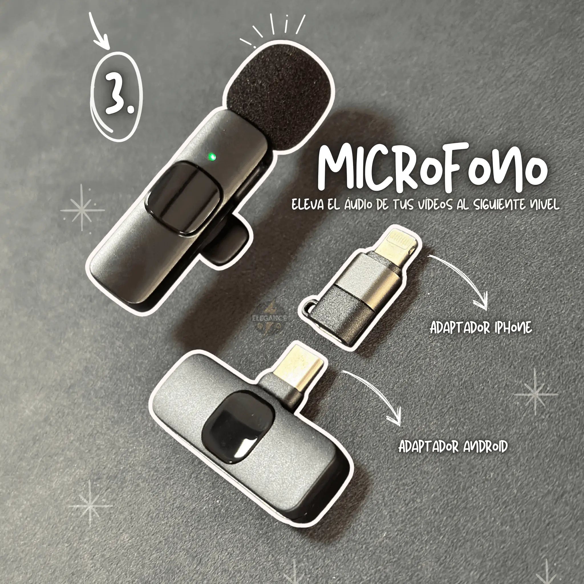 Combo x3 para creadores - micrófono k8+ trípode de mesa con control + luz recargable - Elegance Colombia