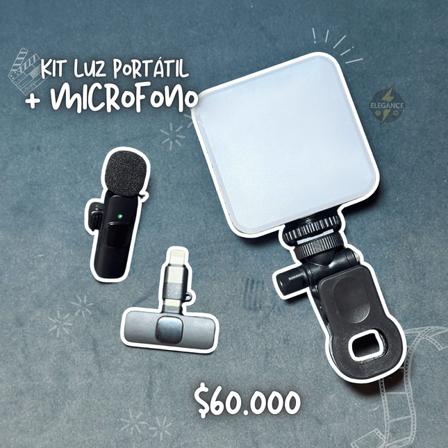 Kit micrófono K8 + Luz con 3 intensidades - Elegance Colombia