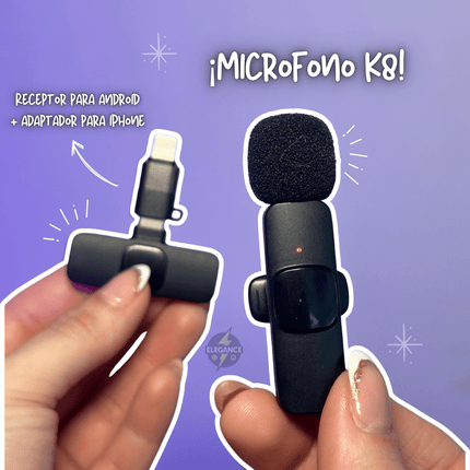 Kit micrófono K8 + Luz con 3 intensidades - Elegance Colombia