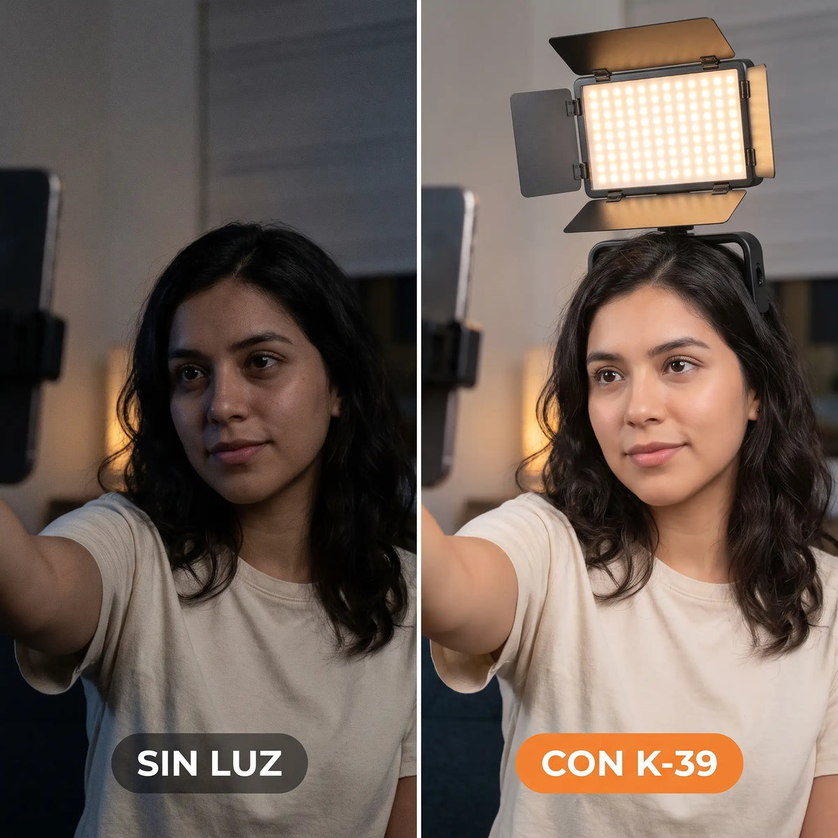 Panel de luz K-39 (3 TONOS DE LUZ/ calida,fria y blanca)