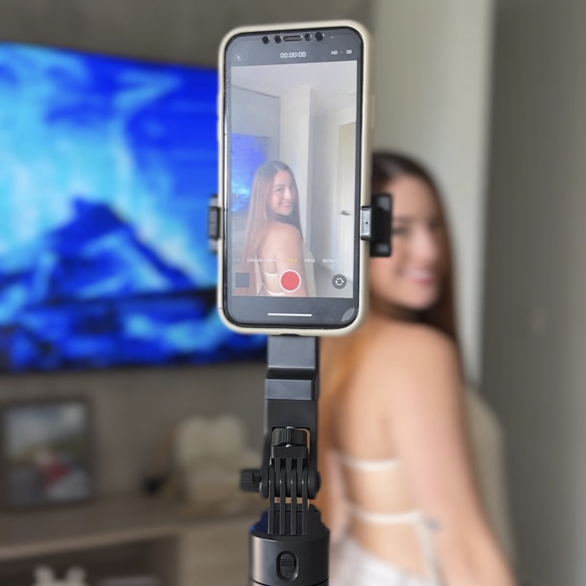 Trípode robot portatil con seguimiento facial 1,85 de altura + control Bluetooth Q185📈⭐️giro 360