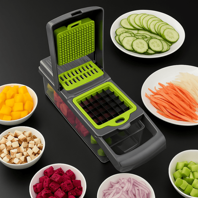 Rallador y cortador para frutas y verduras 🥒🥕🍅🥝 14 piezas - Elegance Colombia