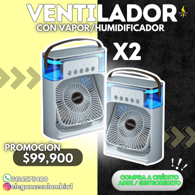 Ventilador + humidificador (combo x2) 5 salidas de vapor💨 - Elegance Colombia